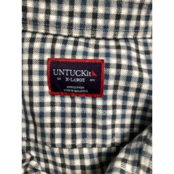 UNTUCKit Flannel Cerasuola Button Up Plaid. Shirt Sz XL Blue White - Picture 7 of 9